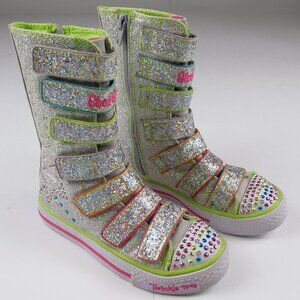 SKECHERS ULTRA HIGH TOP TWINKLE TOES BOOT LIKE SNEAKERS GLITTER SPACE SHOES SZ12